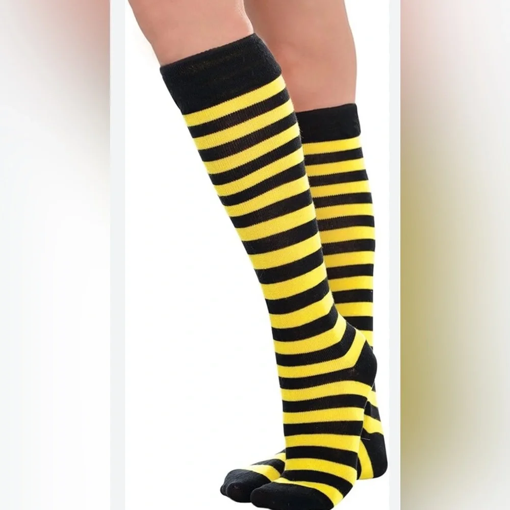 NWT Black and Yellow Striped Knee-High Socks